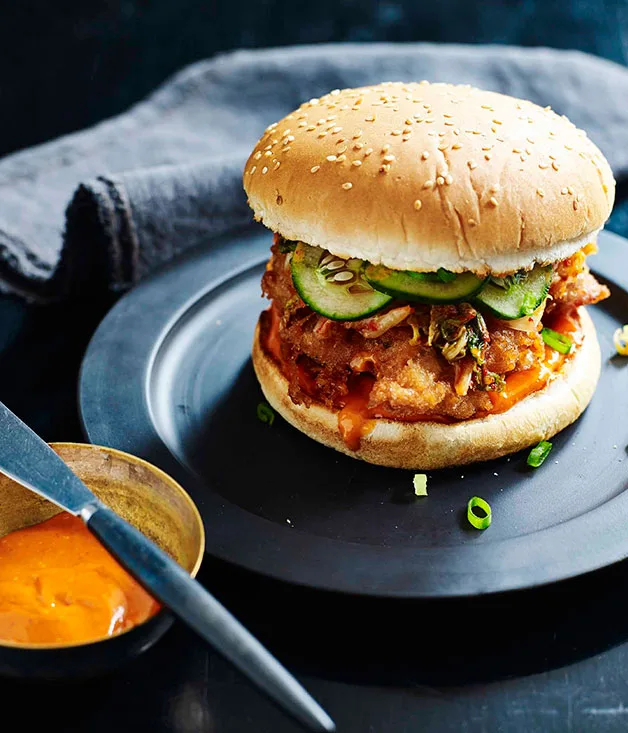 Korean fried chicken burger