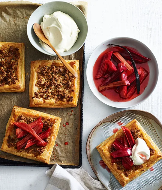 Almond tarts with rhubarb recipe | Gourmet Traveller