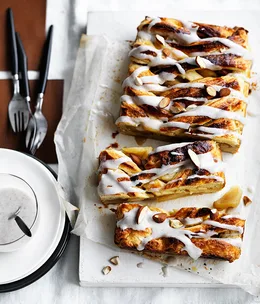 Caramelised apple Danish with cardamom icing