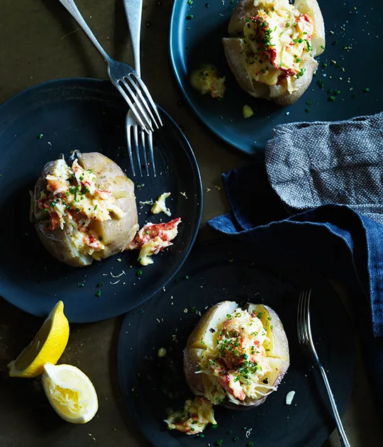 Crabby baked potatoes recipe | Gourmet Traveller