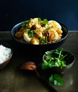 Potato, coriander and egg curry