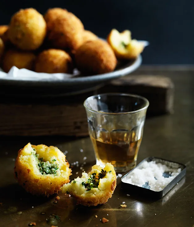 Potato croquettes stuffed with anchovy butter