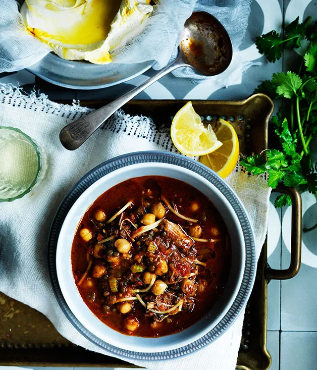 Moroccan harira with saffron yoghurt