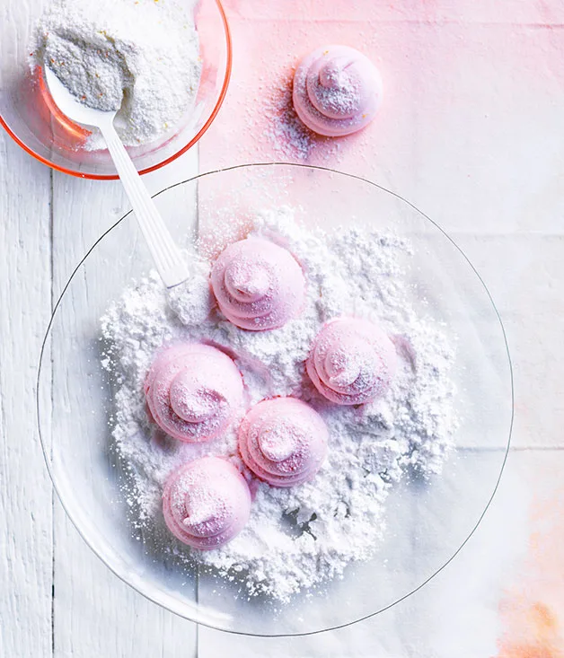 Blood orange marshmallows with sherbet dip