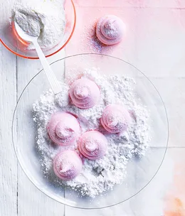 Blood orange marshmallows with sherbet dip