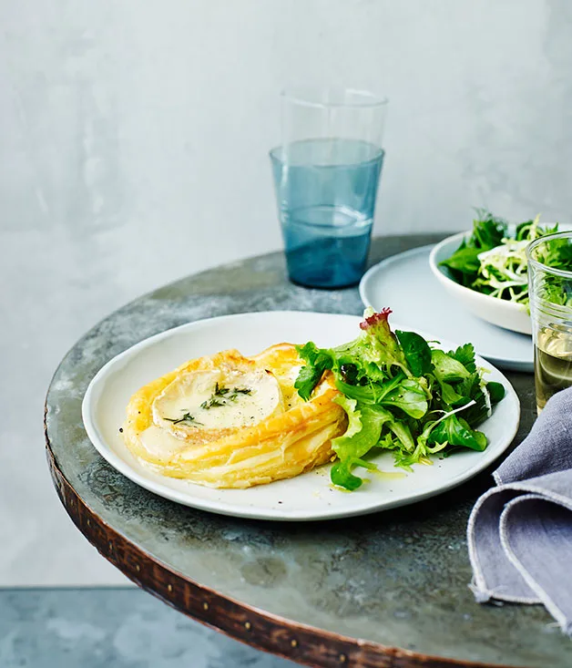 Leek and goat’s curd tart