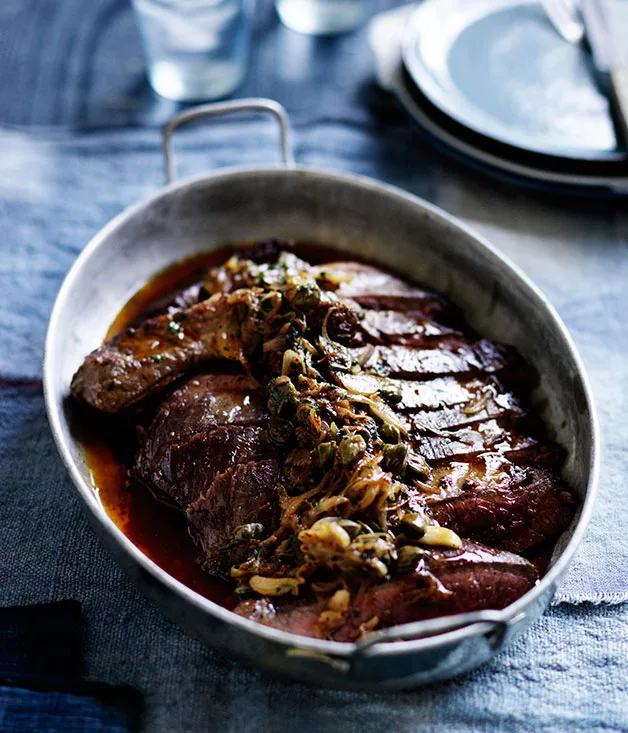 Bavette with smoked-anchovy butter