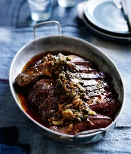 Bavette with smoked-anchovy butter