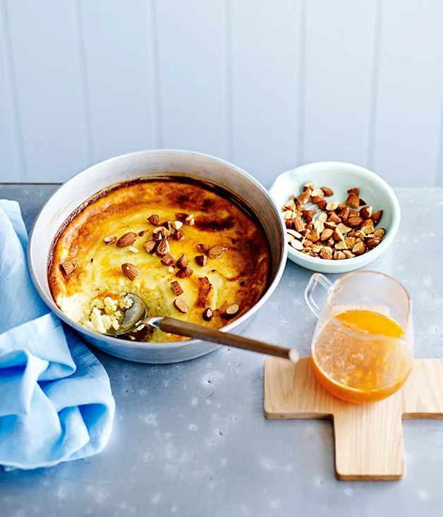 Baked ricotta with honey, orange and almonds
