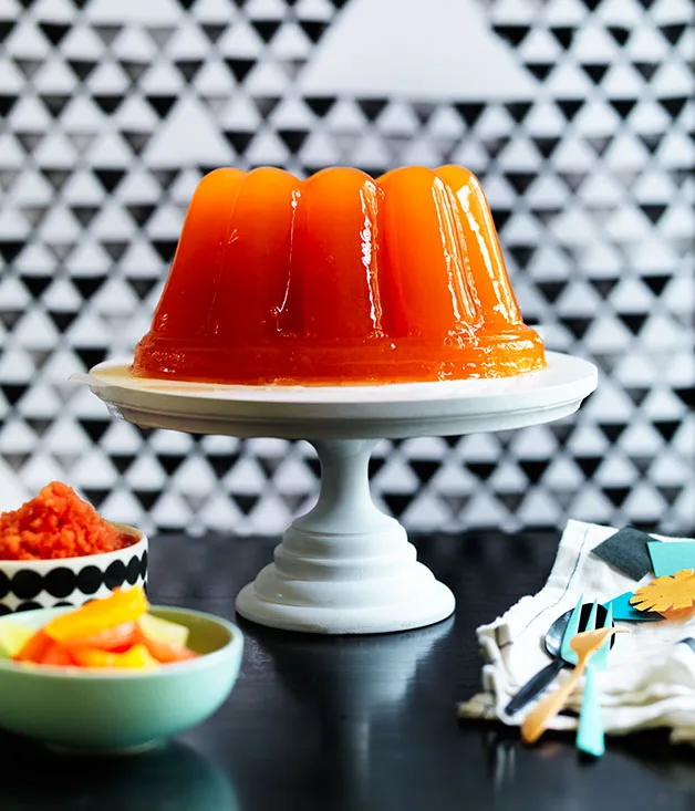 Mandarin and ruby grapefruit jelly, blood orange granita and citrus salad