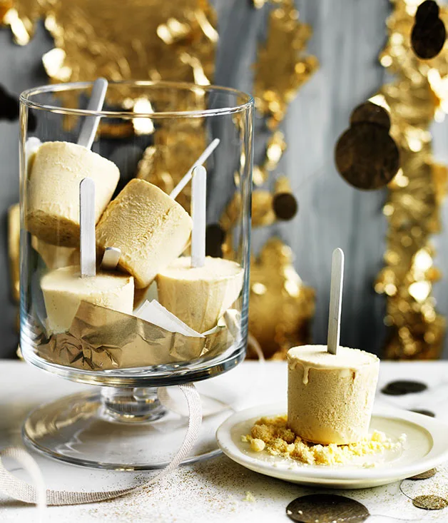 Eggnog ice-pops with milk crumb