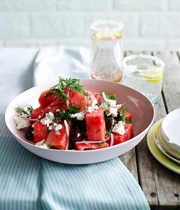 Watermelon, olive and feta salad