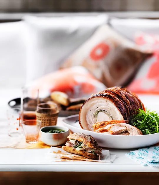 Spit-Roasted Porchetta with Salsa Verde Recipe