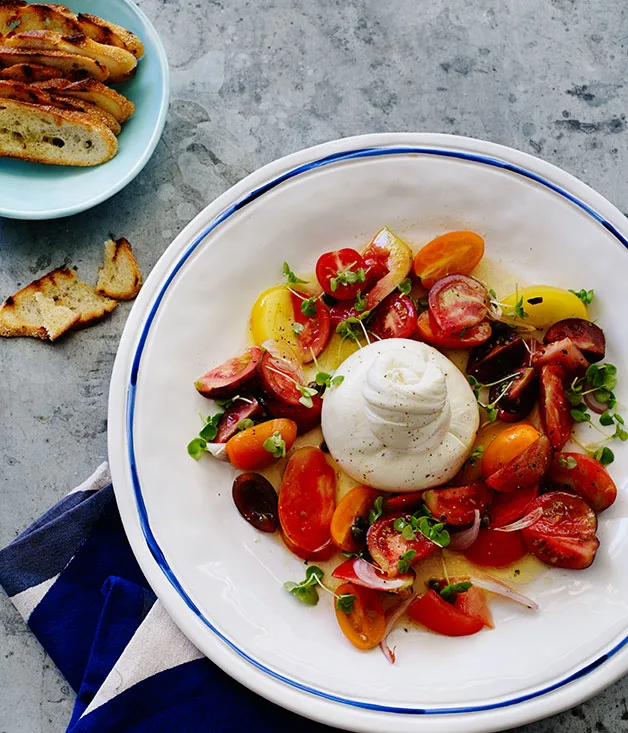 Mixed tomato salad with burrata