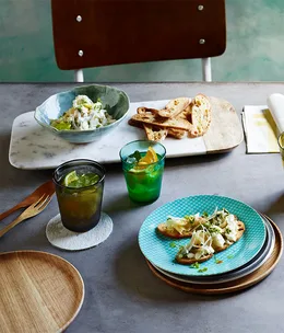 Crab and celery mayonnaise on crostini