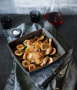 Chicken roasted with butter, figs and verjuice