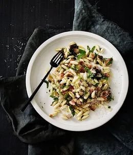 Cavatelli with pancetta, mint, figs and pecorino