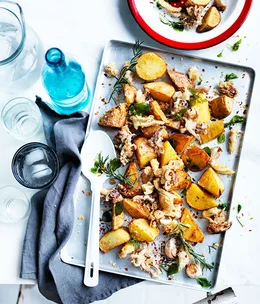 Fried squid and potato with chilli and garlic