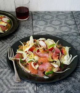 Tuna crudo with ruby grapefruit and fennel