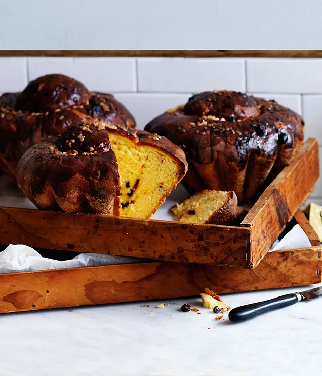 Saffron and sour-cherry brioche