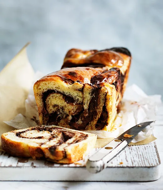 Orange-rhubarb and chocolate yeasted loaf