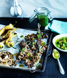 Grilled flank steak with fermented green chilli sauce