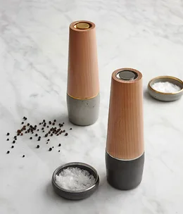 Hank pepper mills and salt bowls