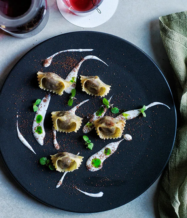 Lamb agnolotti with goat’s milk yoghurt, mint and sumac