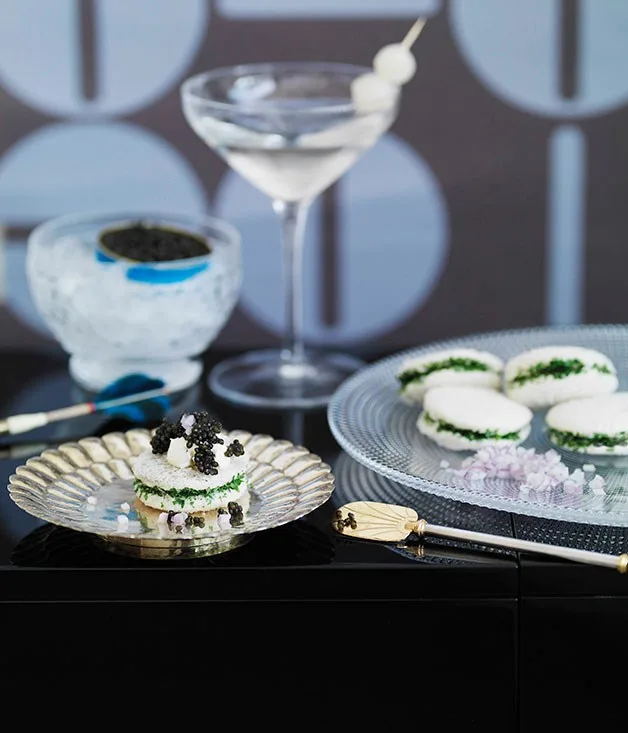 Caviar with herb sandwiches