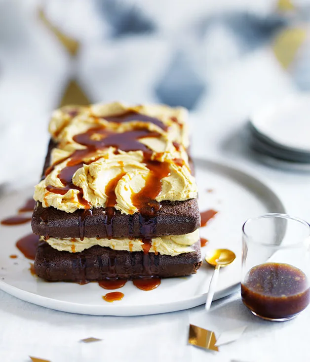 Chocolate sponge with salted-caramel buttercream