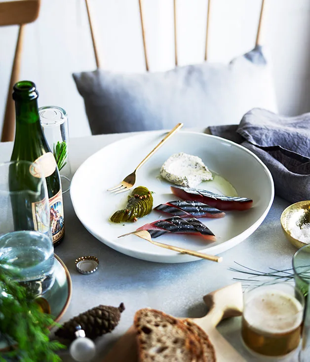 Raw mackerel, Lower East Side sours and caraway sour cream