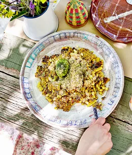 Corn salad with prawn salt