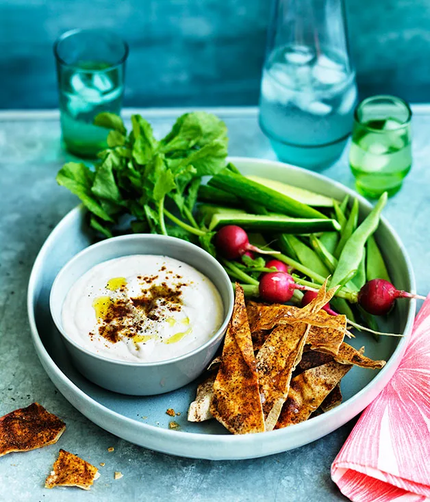 White-bean dip with pita crisps