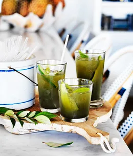 Grilled cucumber and lemon myrtle soda