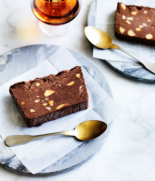 Chocolate and roasted almond semifreddo