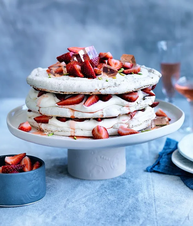 Pistachio and strawberry vacherin and other ideas to spoil Mum this Mother's Day.