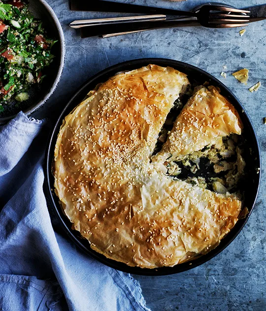 Turmeric and ginger chicken fillo pie | Gourmet Traveller