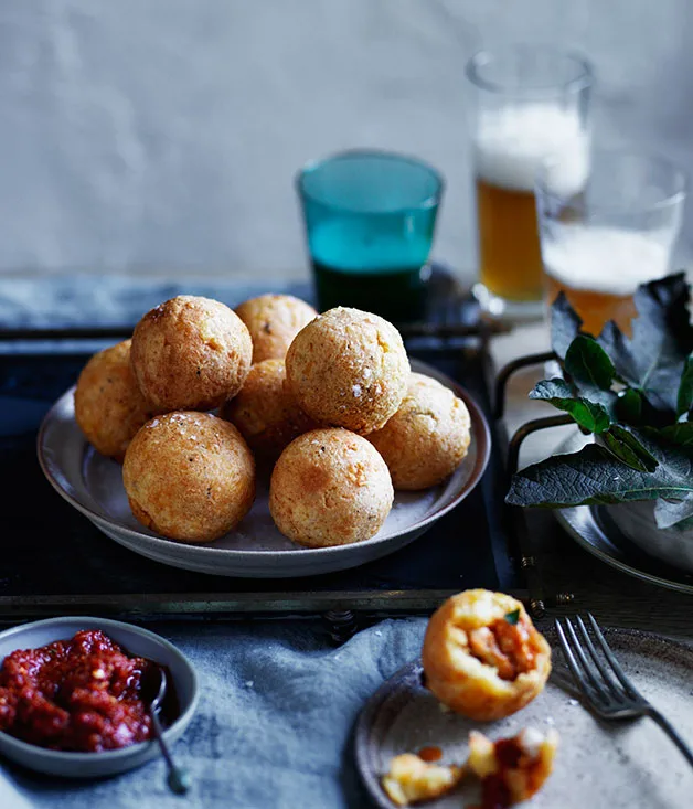 Fried blue swimmer crab balls with chilli sauce