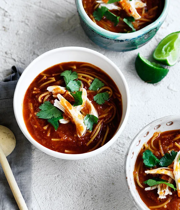 Mexican tomato and noodle soup