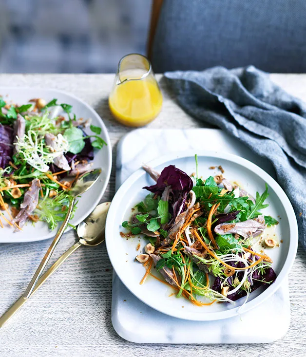 South on Albany's confit duck salad with honey and hazelnut dressing