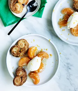 Palmiers with mandarin and crème fraîche