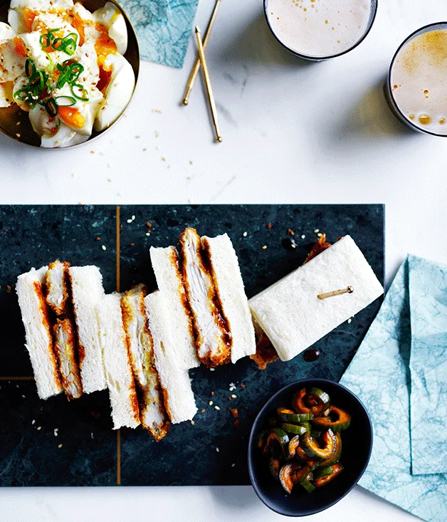 Chicken katsu sando with egg salad