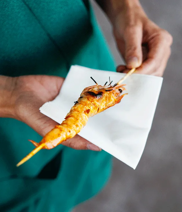 Prawns barbecued in XO sauce