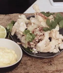 Dan Hong’s salt and pepper calamari with lime aioli