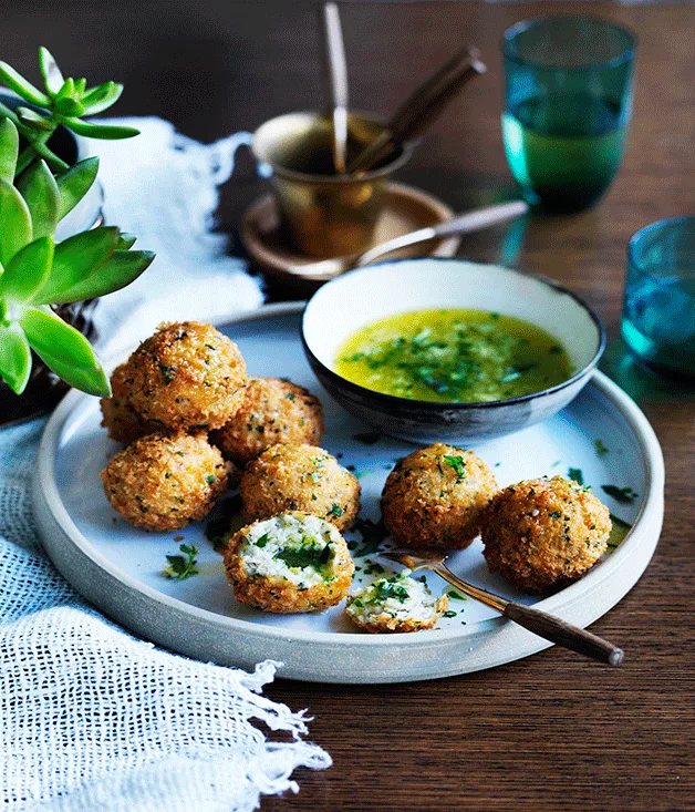 Chicken Kiev balls with tarragon-garlic butter