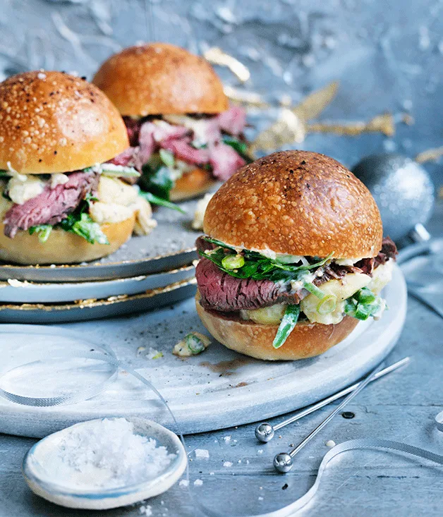 Roast beef and potato salad rolls