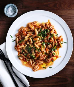 Luca’s gnocchetti Sardi with pork and fennel sausage ragù, anchovy and mint