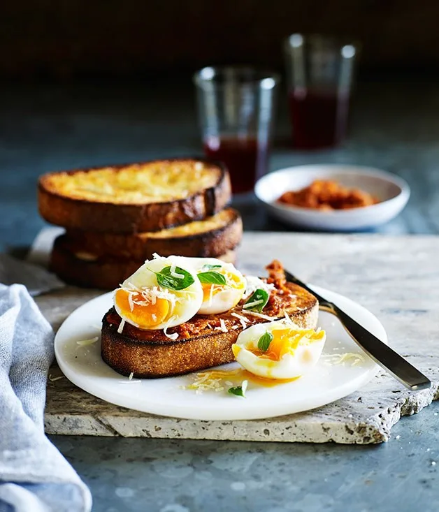 Soft boiled eggs with 'nduja