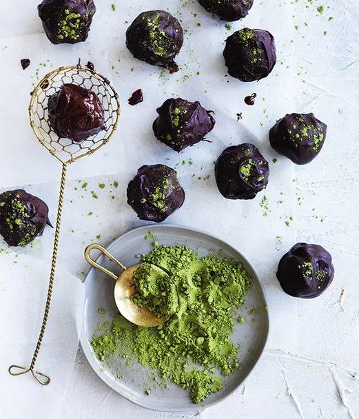 Dark chocolate-matcha truffles recipe