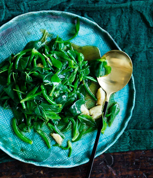 Stir-fried Australian native greens